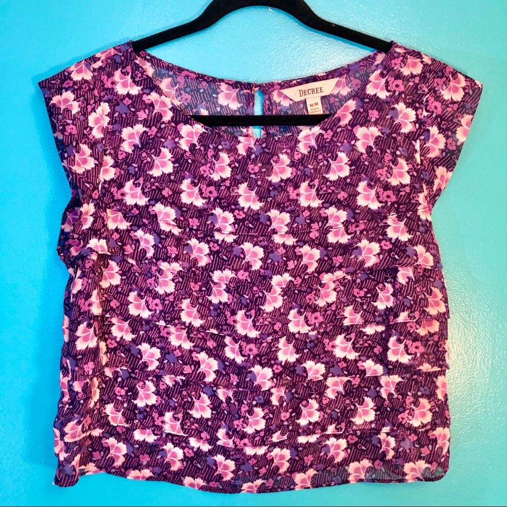 Decree Short Sleeve Ruffle Top